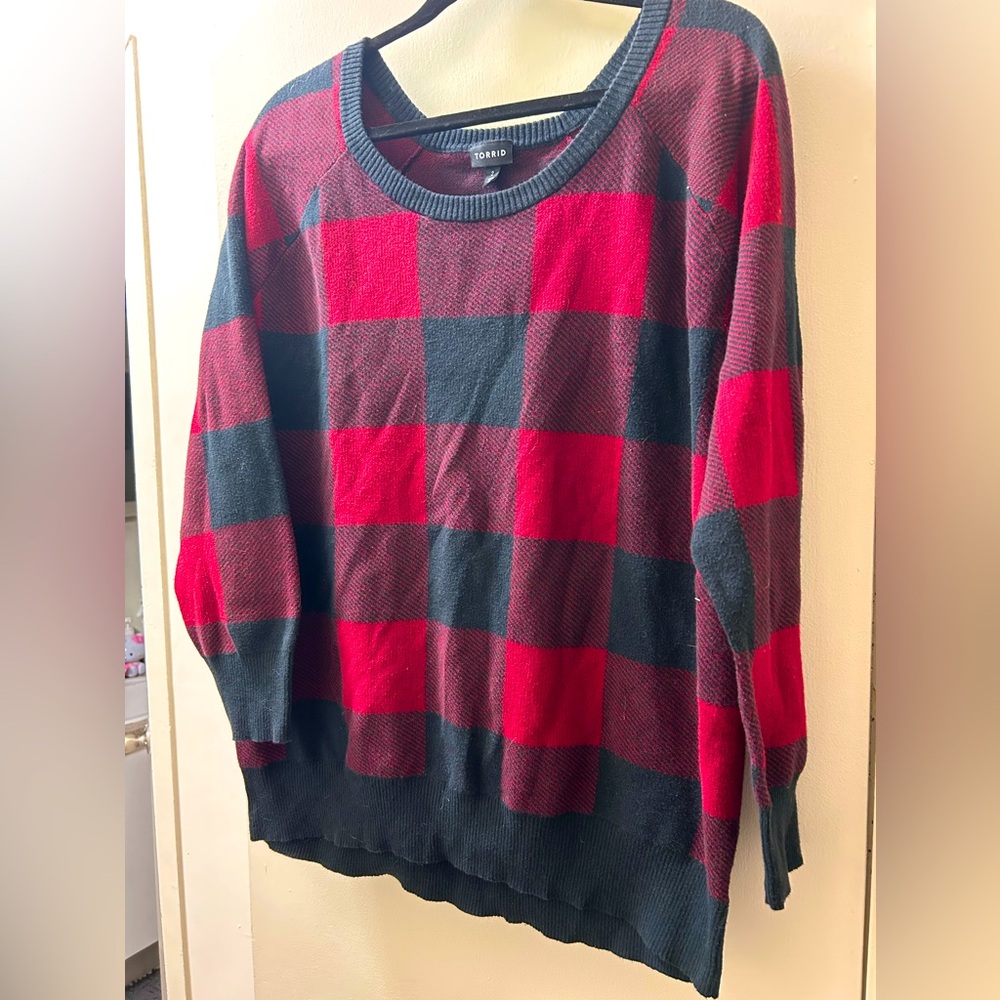 2X Torrid Plaid Knit Sweater